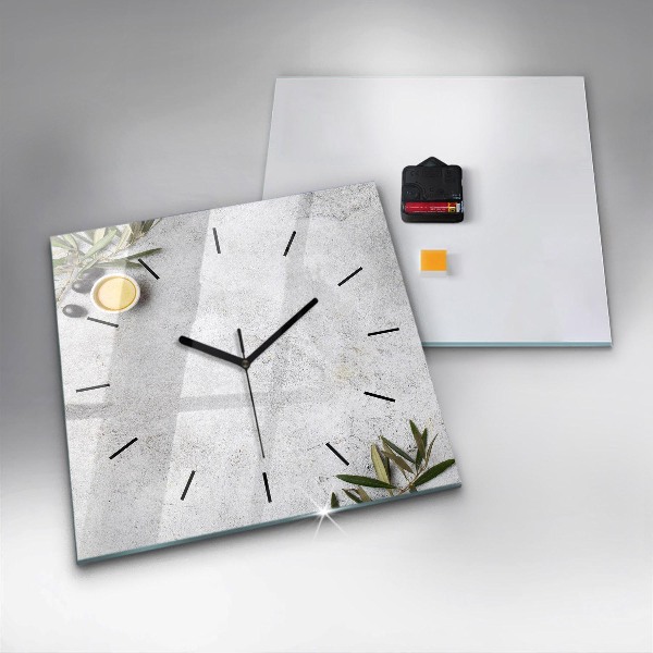 Square wall clock Minimalist olives