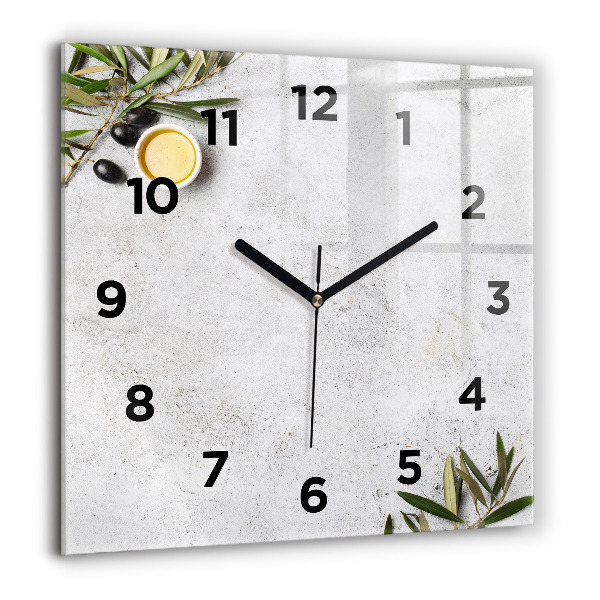 Square wall clock Minimalist olives
