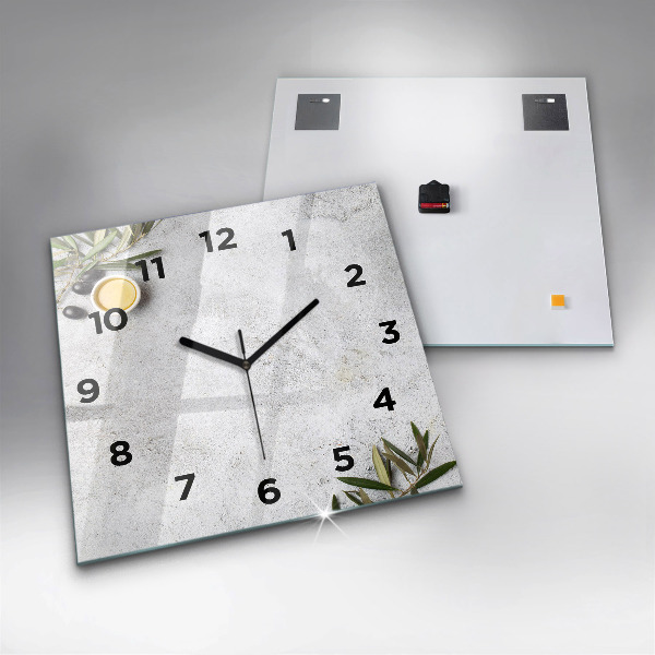 Square wall clock Minimalist olives