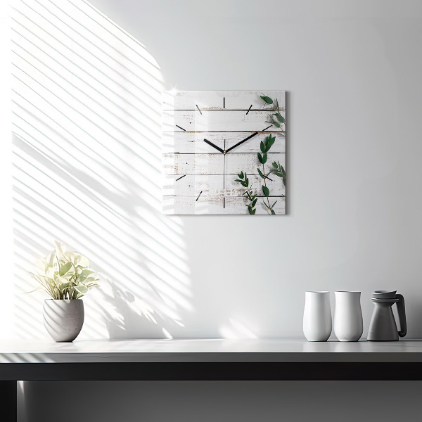 Square wall clock Light wooden boards