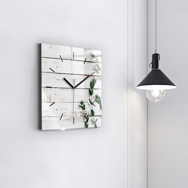 Square wall clock Light wooden boards