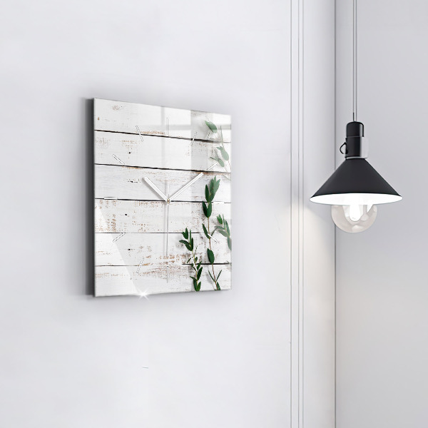 Square wall clock Light wooden boards