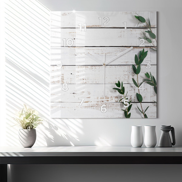 Square wall clock Light wooden boards