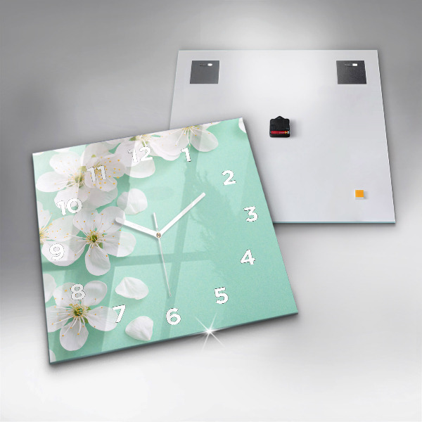 Square wall clock Blooming apple blossoms