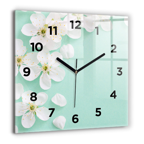 Square wall clock Blooming apple blossoms