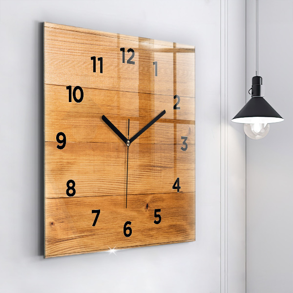 Square wall clock Wooden boards