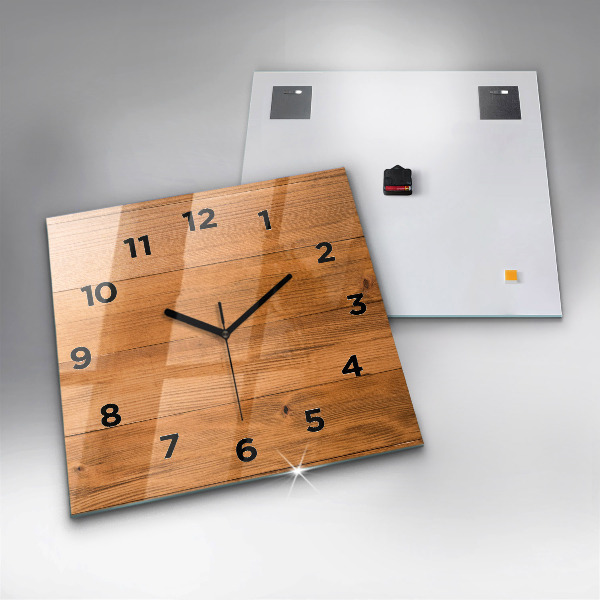 Square wall clock Wooden boards