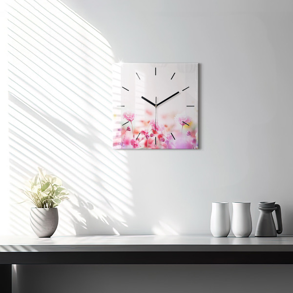 Square wall clock Flowers in the meadow