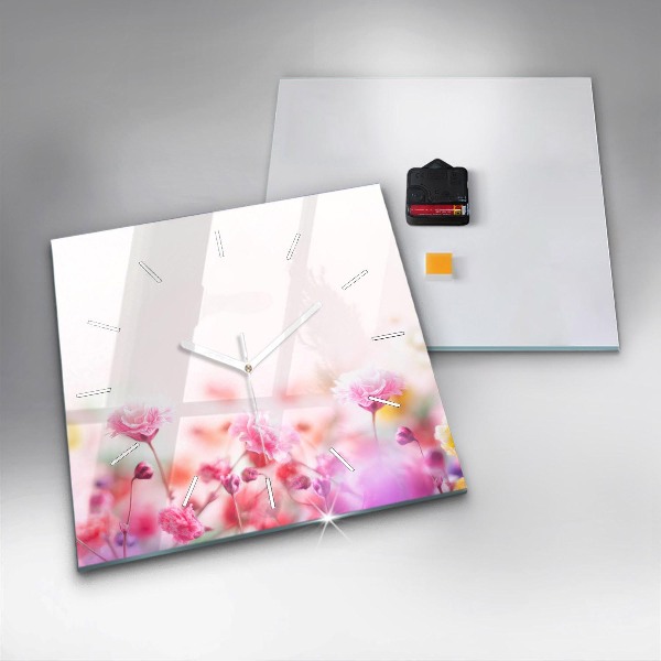 Square wall clock Flowers in the meadow