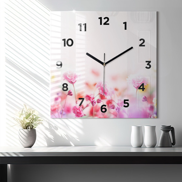 Square wall clock Flowers in the meadow