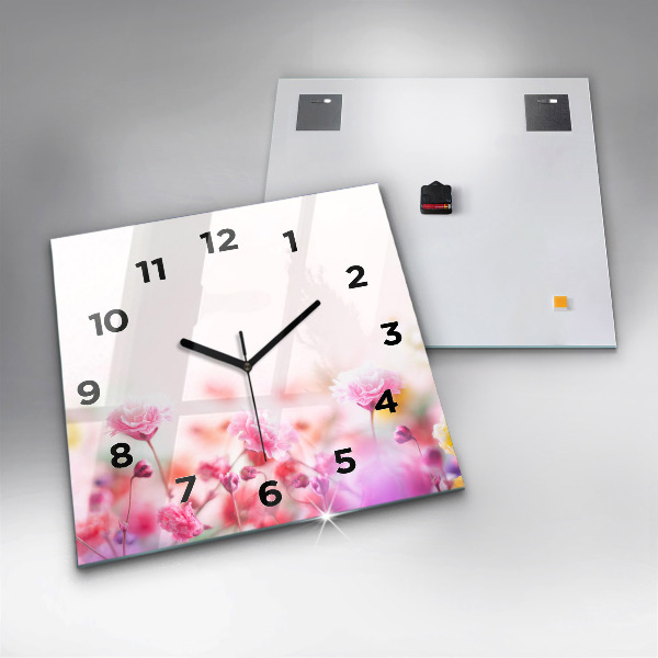 Square wall clock Flowers in the meadow