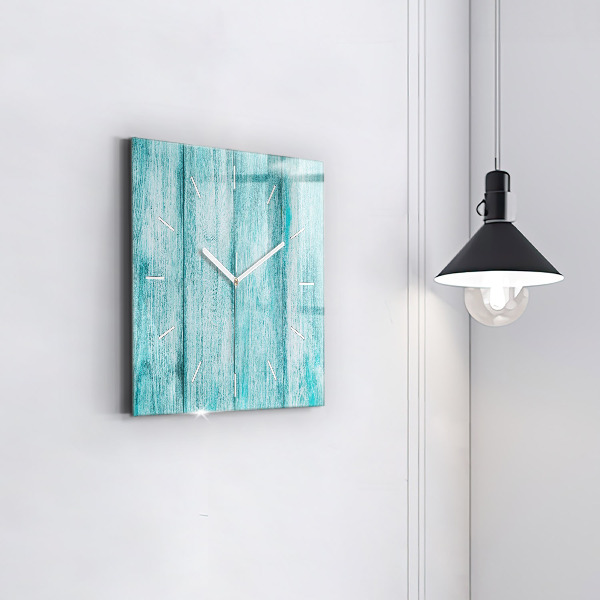 Square wall clock Blue old wood