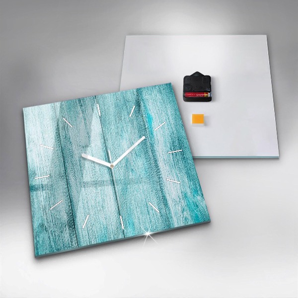 Square wall clock Blue old wood