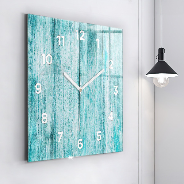 Square wall clock Blue old wood