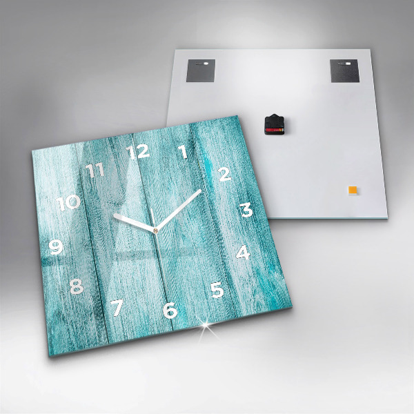 Square wall clock Blue old wood