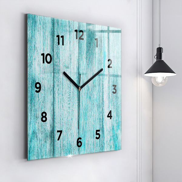 Square wall clock Blue old wood