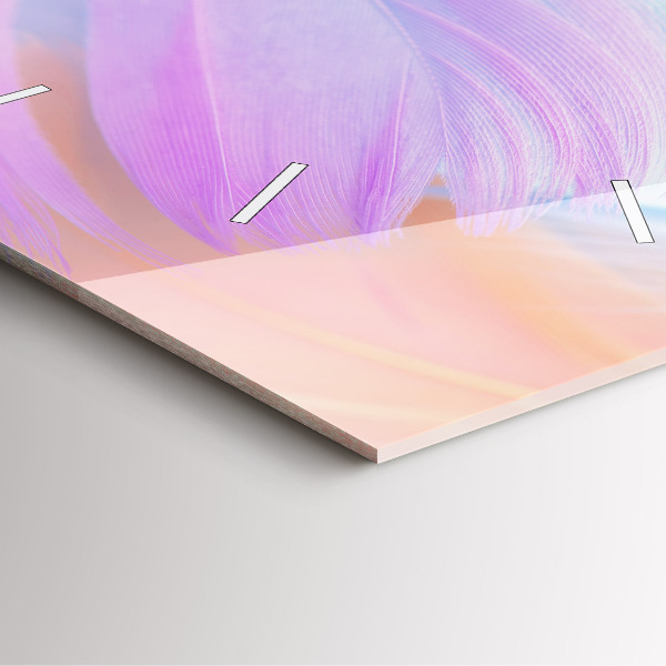 Square wall clock Colorful feathers