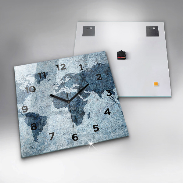 Square wall clock Painted world map
