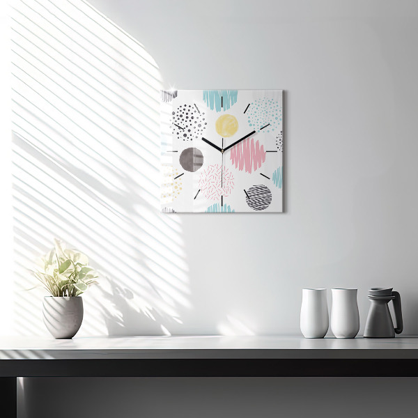 Square wall clock Geometric pattern