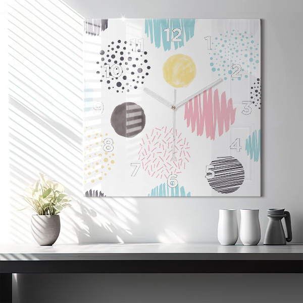 Square wall clock Geometric pattern