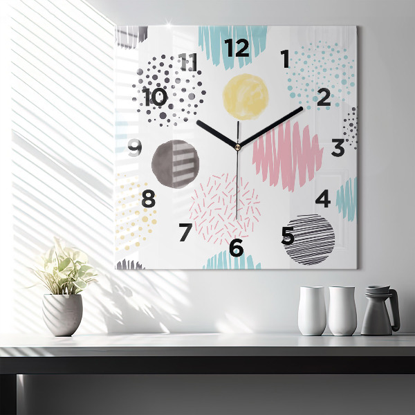 Square wall clock Geometric pattern