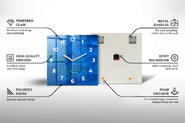 Square wall clock Sea abstraction