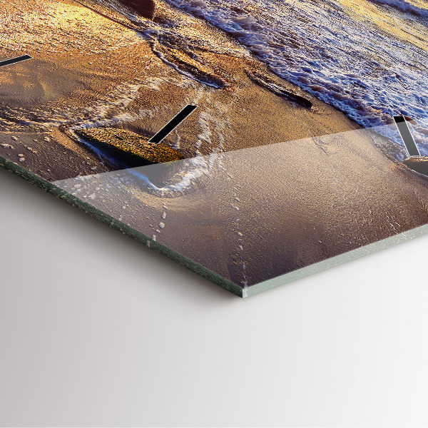 Square wall clock Sunset on the beach