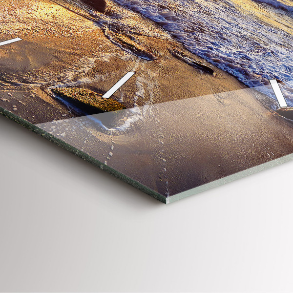 Square wall clock Sunset on the beach