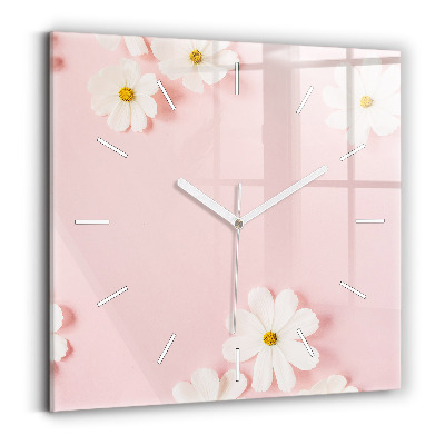 Square wall clock Daisy flowers