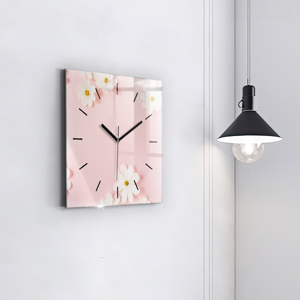 Square wall clock Daisy flowers