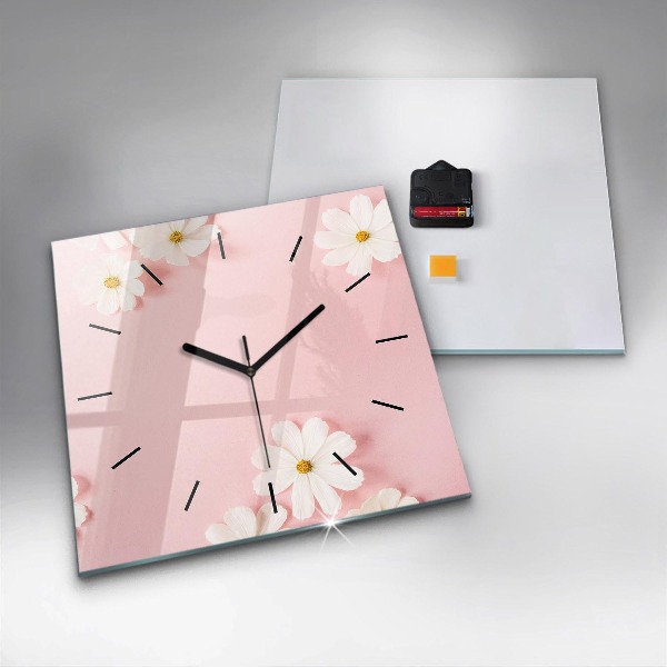 Square wall clock Daisy flowers