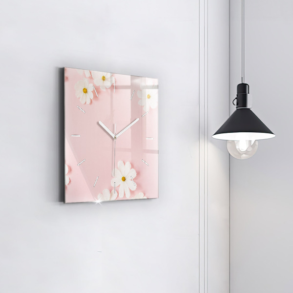 Square wall clock Daisy flowers