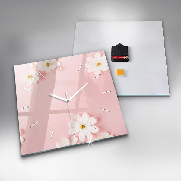 Square wall clock Daisy flowers