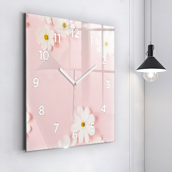 Square wall clock Daisy flowers