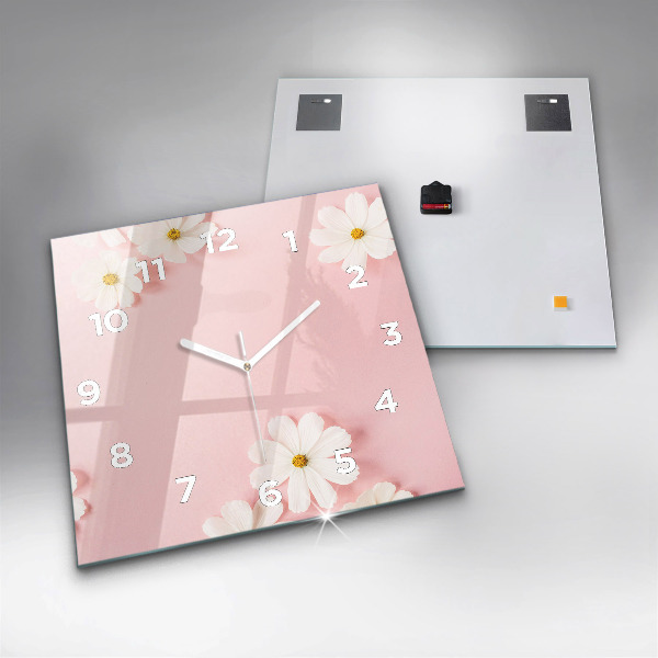 Square wall clock Daisy flowers