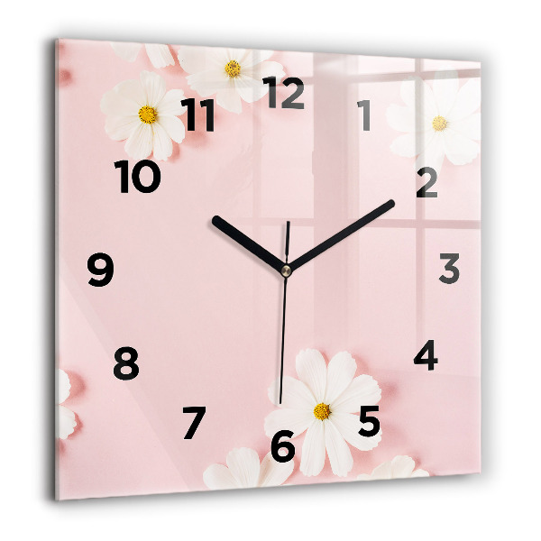 Square wall clock Daisy flowers