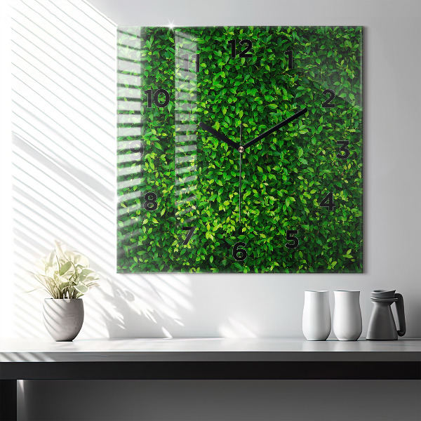 Square wall clock Hedge leaves