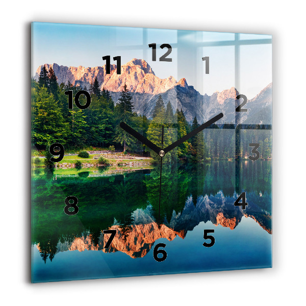 Square wall clock Lake landscape