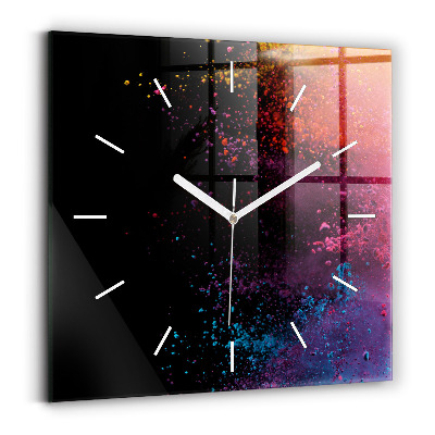 Square wall clock Explosion of colors