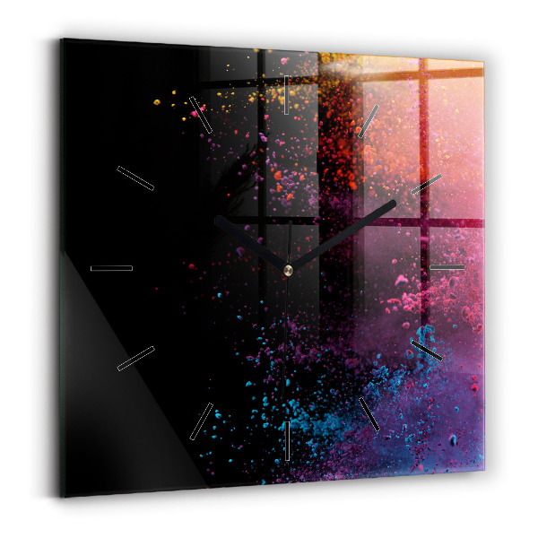 Square wall clock Explosion of colors