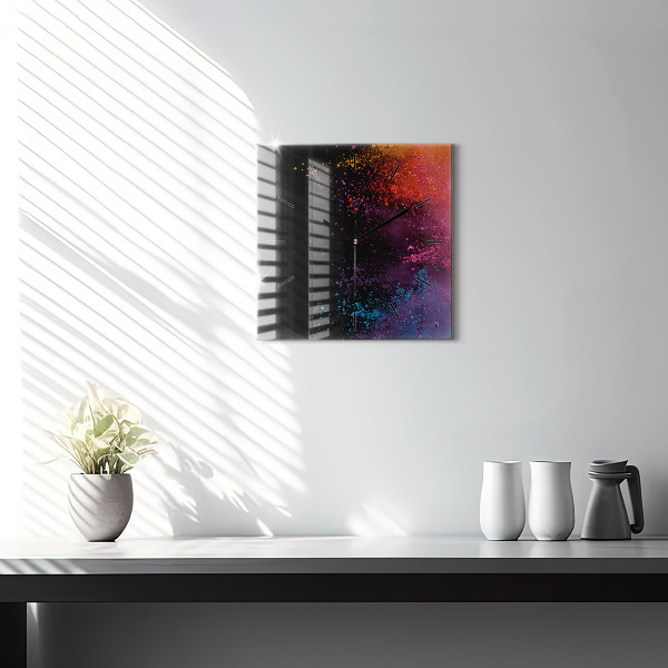Square wall clock Explosion of colors