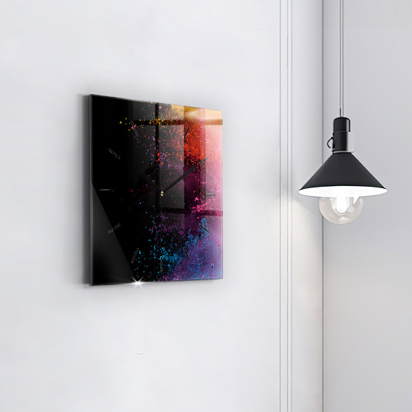 Square wall clock Explosion of colors