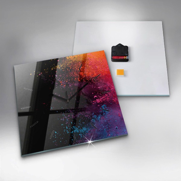 Square wall clock Explosion of colors