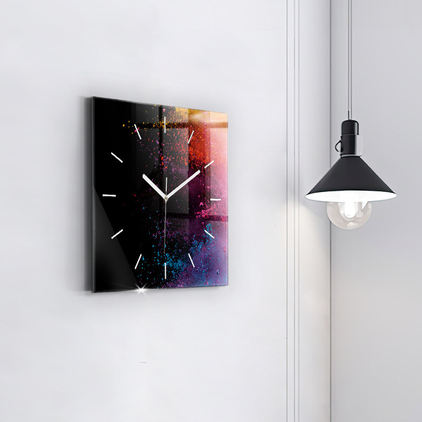 Square wall clock Explosion of colors