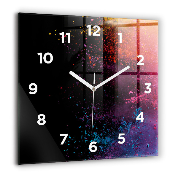 Square wall clock Explosion of colors