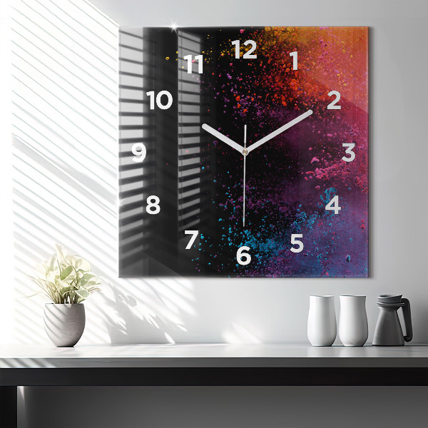 Square wall clock Explosion of colors