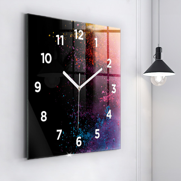 Square wall clock Explosion of colors
