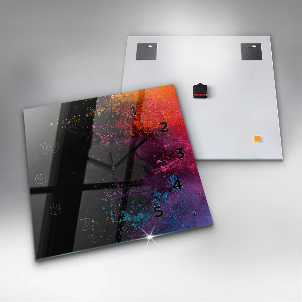 Square wall clock Explosion of colors