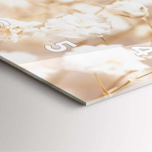 Square wall clock Small white flowers