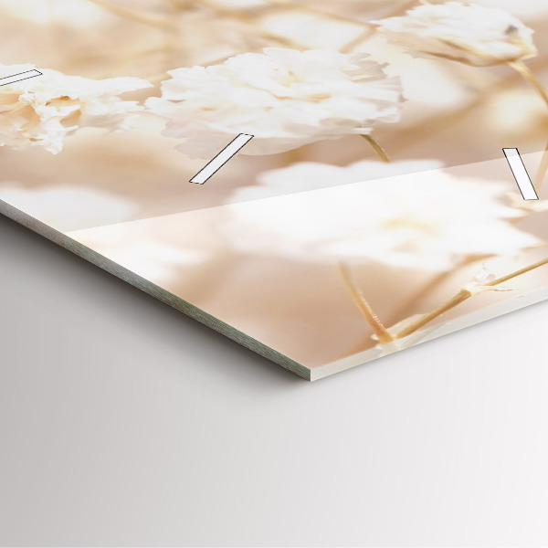 Square wall clock Small white flowers